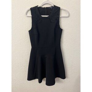 Madewell lace shoulder fit & flare black pointe dress women size 2